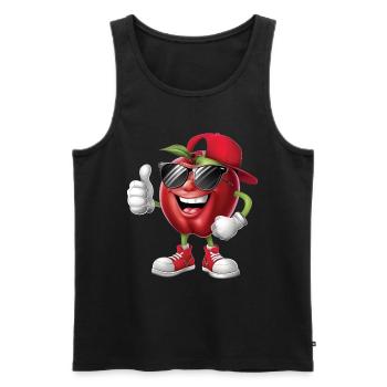 Apfel - Männer Premium Bio Tank Top - Schwarz - Vorne - AI Model Male 178 light (178cm)