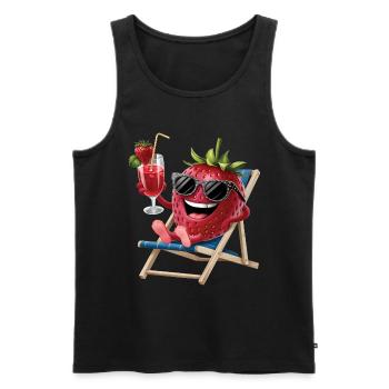 Strawberry - Männer Premium Bio Tank Top - Schwarz - Vorne - AI Model Male 178 light (178cm)