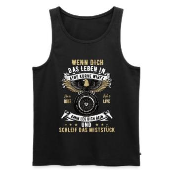 Motorrad Biker Motorradfahrer bike Rocker Rentner - Männer Premium Bio Tank Top - Schwarz - Vorne - Michal (187cm)