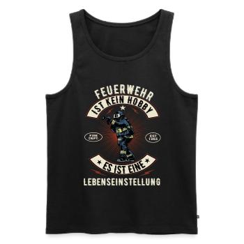 Feuerwehr Feuerwehrmann Freiwillige Feuerwehr 112 - Männer Premium Bio Tank Top - Schwarz - Vorne - Michal (187cm)