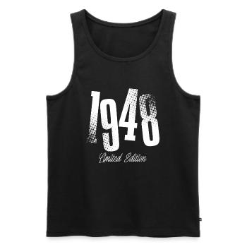 1948 Anniversaire de naissance Année de construction - Débardeur bio Premium Homme - noir - Devant - AI Model Male 178 light (178cm)