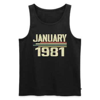 Januar 1981 - Geburtstagsgeschenk Januar 1981 - Männer Premium Bio Tank Top - Schwarz - Vorne - AI Model Male 178 light (178cm)