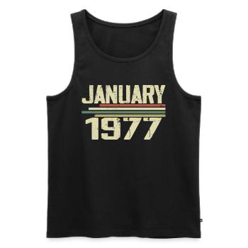 Januar 1977 - Geburtstagsgeschenk Januar 1977 - Männer Premium Bio Tank Top - Schwarz - Vorne - Michal (187cm)