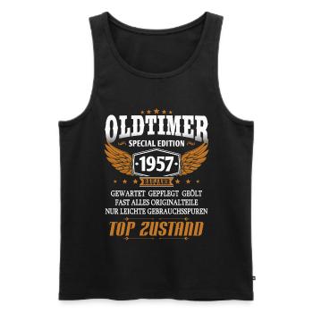 Oldtimer Baujahr 1957 geboren Geburtstag Spruch - Männer Premium Bio Tank Top - Schwarz - Vorne - Michal (187cm)