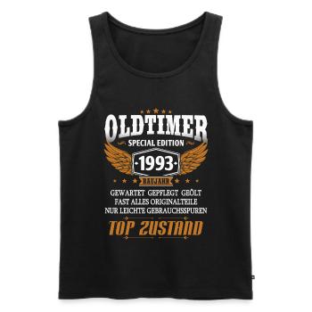 Oldtimer Baujahr 1993 geboren Geburtstag Spruch - Männer Premium Bio Tank Top - Schwarz - Vorne - Michal (187cm)