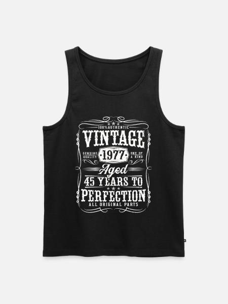 45 birthday vintage born in 1977 - Men's Premium Organic Tank Top - black