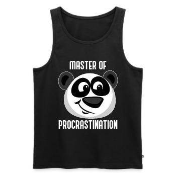 Panda Lazy Panda Ours Maître de la procrastination - Débardeur bio Premium Homme - noir - Devant - AI Model Male 178 light (178cm)