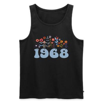 1968 Floral Pattern 1968 Floral Theme Flowers 1968 - Men's Premium Organic Tank Top - black - Front - AI Model Male 178 light (178cm)