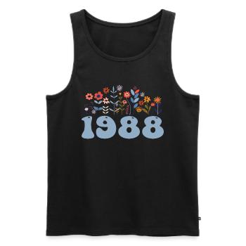 1988 Floral Pattern 1988 Floral Theme Flowers 1988 - Men's Premium Organic Tank Top - black - Front - Michal (187cm)