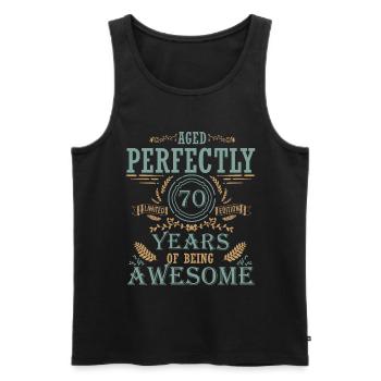 70th birthday - Men's Premium Organic Tank Top - black - Front - AI Model Male 178 light (178cm)