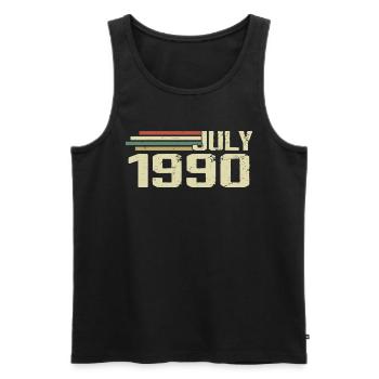 Anniversaire Juillet 1990 Année 1990 Juillet Année 1990 - Débardeur bio Premium Homme - noir - Devant - Michal (187cm)
