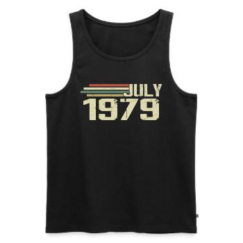 Anniversaire Juillet 1979 Année 1979 Juillet Millésime 1979 - Débardeur bio Premium Homme - noir - Devant - Michal (187cm)