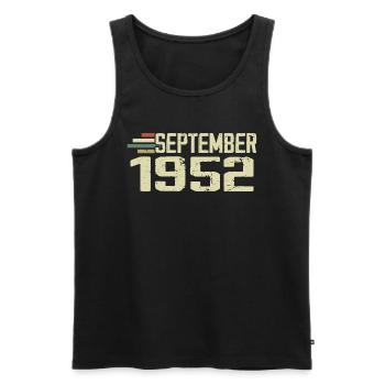 September 1952 Vintage Geschenkidee September 1952 - Männer Premium Bio Tank Top - Schwarz - Vorne - Michal (187cm)