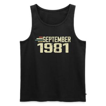 September 1981 Vintage Geschenkidee September 1981 - Männer Premium Bio Tank Top - Schwarz - Vorne - AI Model Male 178 light (178cm)