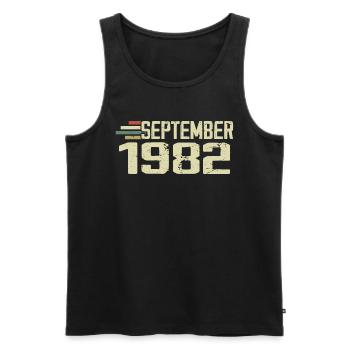 September 1982 Vintage Geschenkidee September 1982 - Männer Premium Bio Tank Top - Schwarz - Vorne - AI Model Male 178 light (178cm)