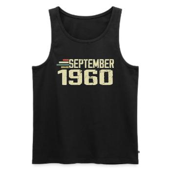September 1960 Vintage Geschenkidee September 1960 - Männer Premium Bio Tank Top - Schwarz - Vorne - Michal (187cm)