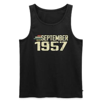 September 1957 Vintage Geschenkidee September 1957 - Männer Premium Bio Tank Top - Schwarz - Vorne - AI Model Male 178 light (178cm)