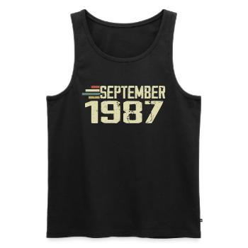 September 1987 Vintage Gift Idea September 1987 - Men's Premium Organic Tank Top - black - Front - Michal (187cm)