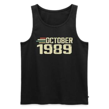 October 1989 - Geburtstag im Oktober 1989 - Männer Premium Bio Tank Top - Schwarz - Vorne - AI Model Male 178 light (178cm)
