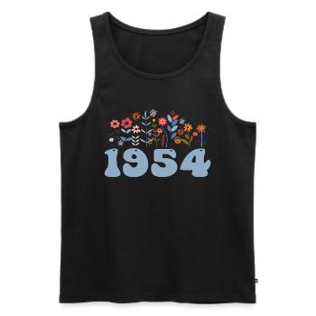 1954 Floral Design 1954 Floral Theme Flowers 1954 - Men's Premium Organic Tank Top - black - Front - AI Model Male 178 light (178cm)
