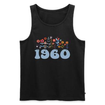 1960's Floral Pattern 1960's Floral Theme 1960's - Men's Premium Organic Tank Top - black - Front - AI Model Male 178 light (178cm)
