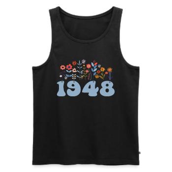 1948 Floral Pattern 1948 Floral Theme Flowers 1948 - Men's Premium Organic Tank Top - black - Front - AI Model Male 178 light (178cm)