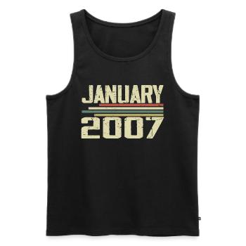Januar 2007 - Geburtstagsgeschenk Januar 2007 - Männer Premium Bio Tank Top - Schwarz - Vorne - Michal (187cm)