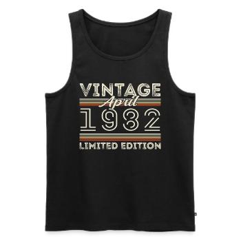 April 1982, Born in april 1982 - 43rd birthday - Men's Premium Organic Tank Top - black - Front - Michal (187cm)