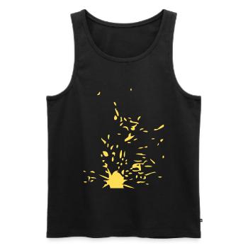Yellow color gossip - Men's Premium Organic Tank Top - black - Front - Michal (187cm)