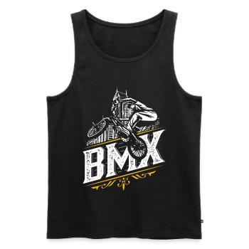 Vélo BMX | Vélo BMX | Pilote BMX | Skyline - Débardeur bio Premium Homme - noir - Devant - AI Model Male 178 light (178cm)