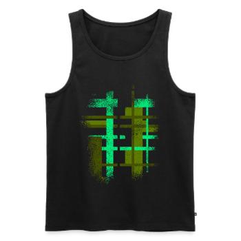 Abstract Cyber VINTAGE Background Design - Men's Premium Organic Tank Top - black - Front - AI Model Male 178 light (178cm)