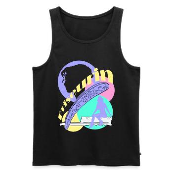 Friseurin Rasiermesser Frau Kopf Silhuoette - Männer Premium Bio Tank Top - Schwarz - Vorne - AI Model Male 178 light (178cm)