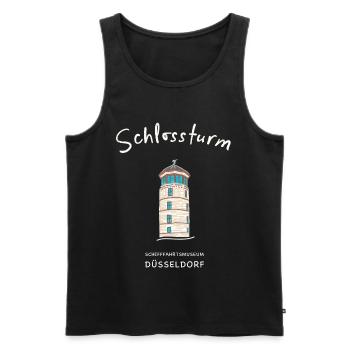 Kultiger Schlossturm Düsseldorf, Deutschland - Männer Premium Bio Tank Top - Schwarz - Vorne - AI Model Male 178 light (178cm)
