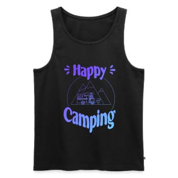 Happy Camping - cheerful cool graphic design - Men's Premium Organic Tank Top - black - Front - AI Model Male 178 light (178cm)