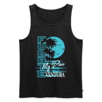 Fuerteventura Palm Sunset My Place Shirt - Männer Premium Bio Tank Top - Schwarz - Vorne - Michal (187cm)