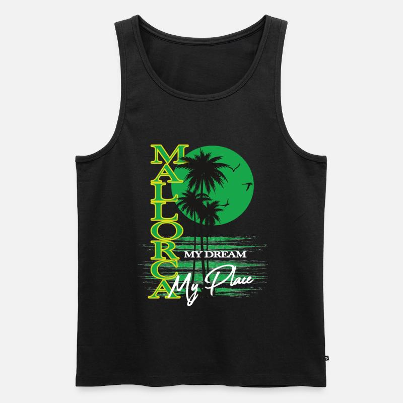 Malorca Palmen Retro-Traum - Männer Premium Bio Tank Top - Schwarz