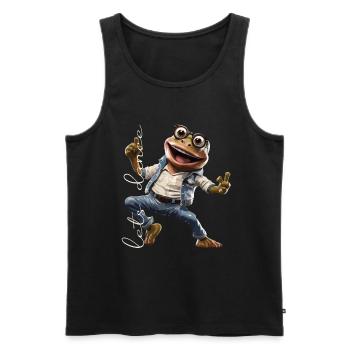 Tanzender Frosch / Freude / Lebensfreude / Disco - Männer Premium Bio Tank Top - Schwarz - Vorne - AI Model Male 178 light (178cm)