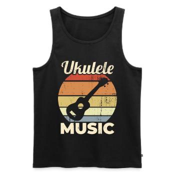 Musique Ukulélé Vintage - Débardeur bio Premium Homme - noir - Devant - Michal (187cm)