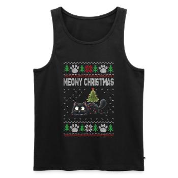 Meowy Christmas Katzenweihnacht - Männer Premium Bio Tank Top - Schwarz - Vorne - Michal (187cm)