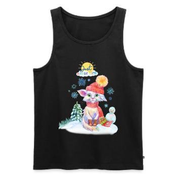 Skurriles Winterkatzen-Design - Männer Premium Bio Tank Top - Schwarz - Vorne - AI Model Male 178 light (178cm)