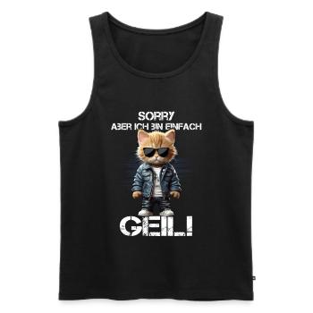 Katzenheld in Lederjacke & Sonnenbrille - Männer Premium Bio Tank Top - Schwarz - Vorne - AI Model Male 178 light (178cm)