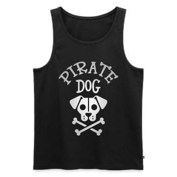 Tête de mort chien pirate - Débardeur bio Premium Homme - noir - Devant - Michal (187cm)