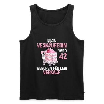 Verkäuferin 42 Geburtstag Verkauf 42 Jahre Spruch - Männer Premium Bio Tank Top - Schwarz - Vorne - Michal (187cm)