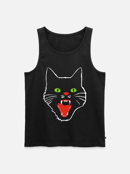 Terrifying cat with green eyes - Men's Premium Organic Tank Top - black