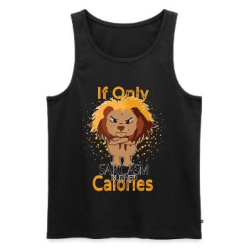 Sarcasm burned calories funny lion - Men's Premium Organic Tank Top - black - Front - AI Model Male 178 light (178cm)