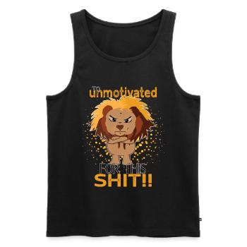 Löwe Comic Style - Too Unmotivated for This Shit - Männer Premium Bio Tank Top - Schwarz - Vorne - AI Model Male 178 light (178cm)