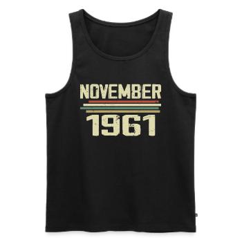 Millésime Novembre 1961 vintage rétro Novembre 1961 - Débardeur bio Premium Homme - noir - Devant - Michal (187cm)
