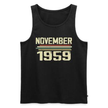 Millésime Novembre 1959 Vintage Rétro Novembre 1959 - Débardeur bio Premium Homme - noir - Devant - AI Model Male 178 light (178cm)