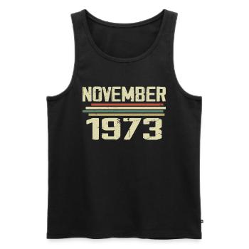 Millésime Novembre 1973 Vintage Rétro Novembre 1973 - Débardeur bio Premium Homme - noir - Devant - Michal (187cm)