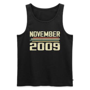 Millésime Novembre 2009 Millésime Rétro Novembre 2009 - Débardeur bio Premium Homme - noir - Devant - AI Model Male 178 light (178cm)